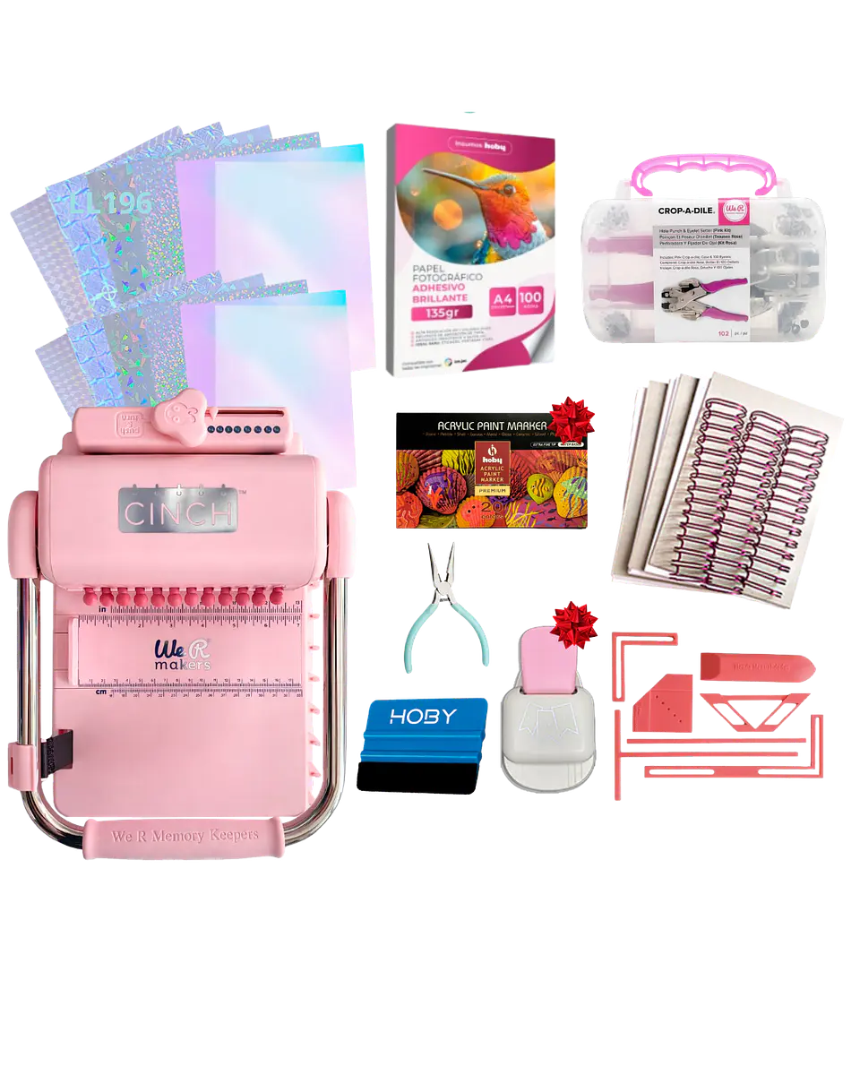 Encuadernadora Cinch Pink Perforación Redonda Kit Ll196 1