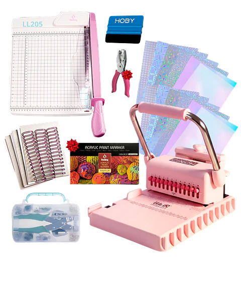 Encuadernadora Cinch Rosa Perforación Redonda Kit Ll205