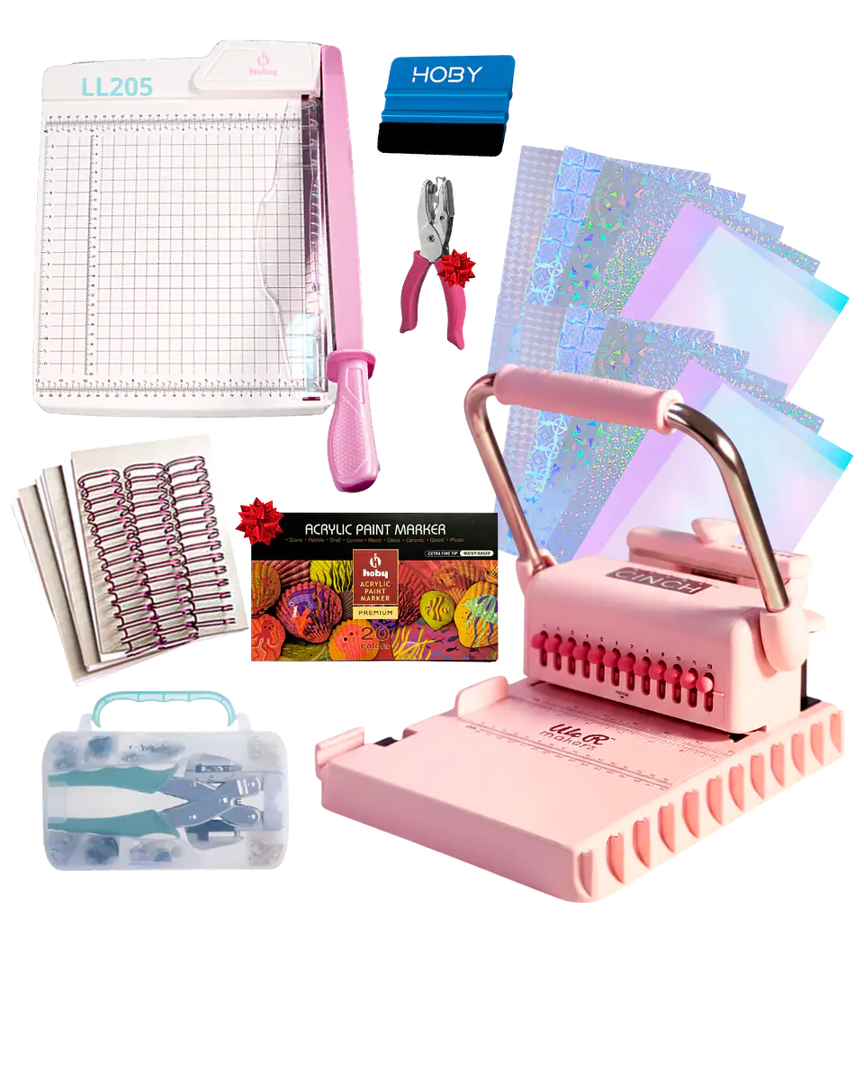 Encuadernadora Cinch Rosa Perforación Redonda Kit Ll205 1