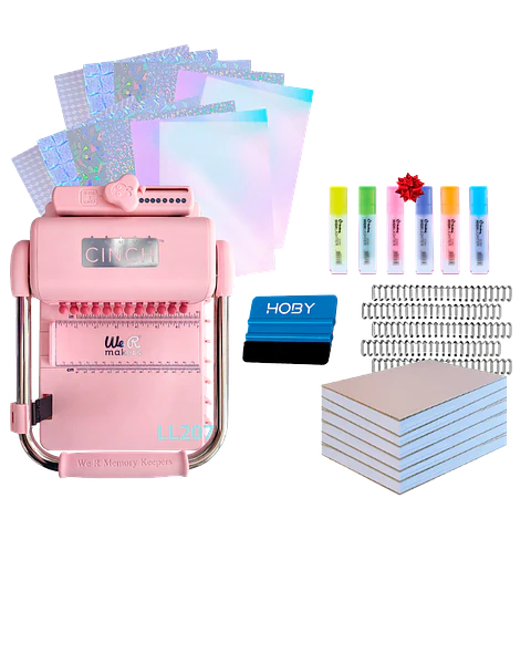 Encuadernadora Cinch Rosa Pink Perforación Redonda Kit Ll207