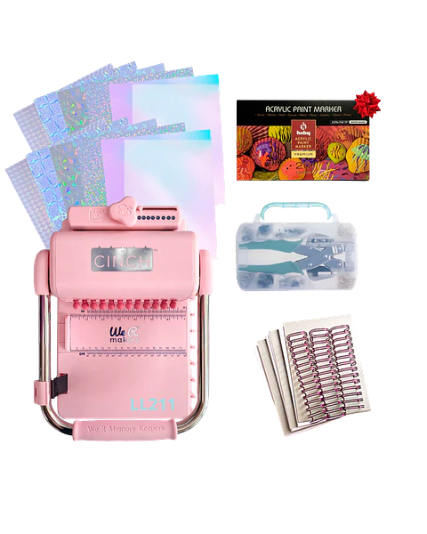 Encuadernadora Cinch Rosa Pink Perforación Redonda Kit Ll211