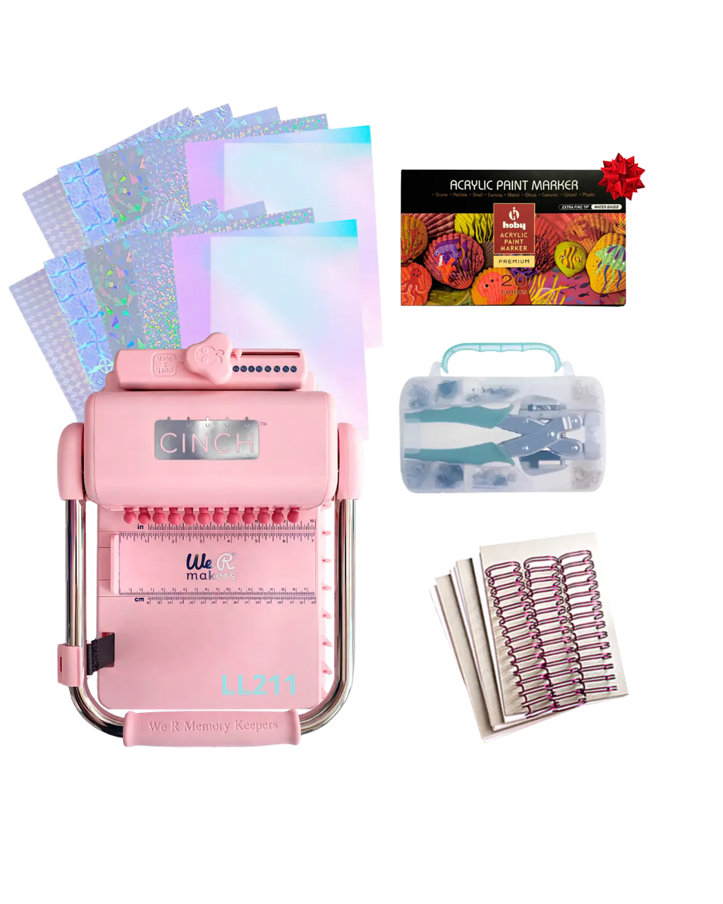 Encuadernadora Cinch Rosa Pink Perforación Redonda Kit Ll211 1