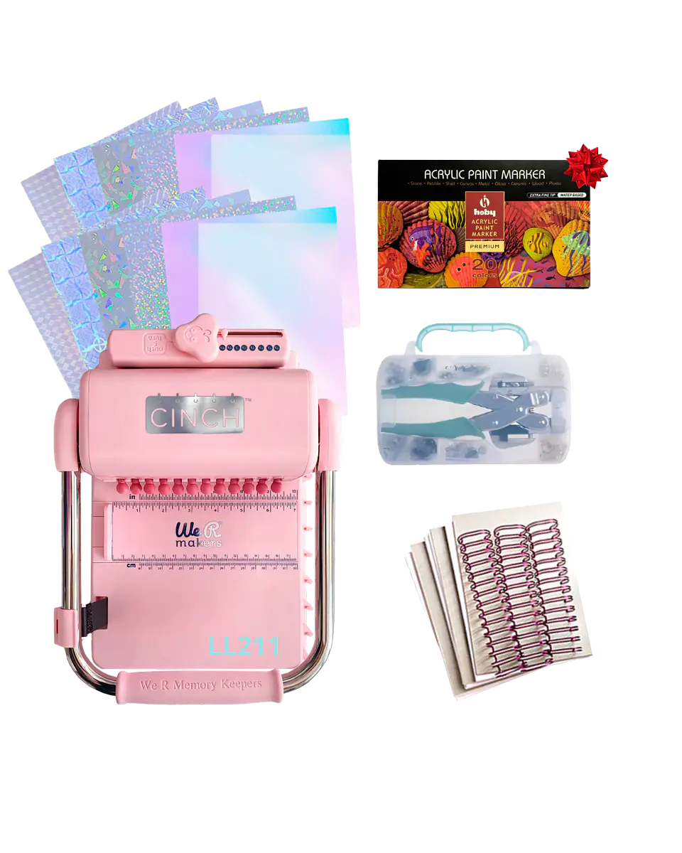 Encuadernadora Cinch Rosa Pink Perforación Redonda Kit Ll211 1