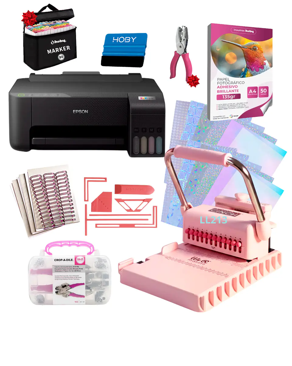 Encuadernadora Cinch Pink Rosa Redonda + Impresora Kit Ll213 1