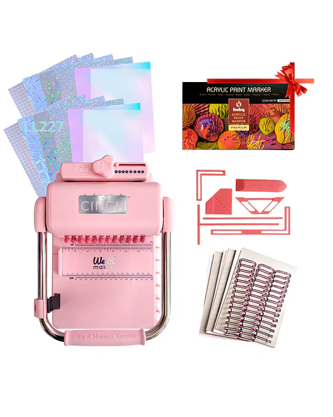 Encuadernadora Cinch Rosa Pink Perforación Redonda Kit Ll227