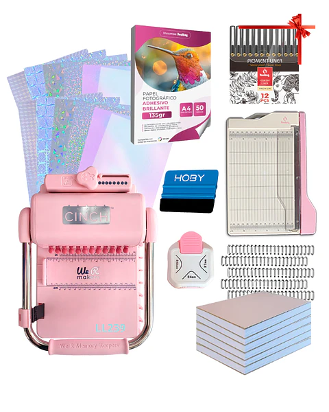 Encuadernadora Cinch Pink Perforación Redonda Kit Ll239
