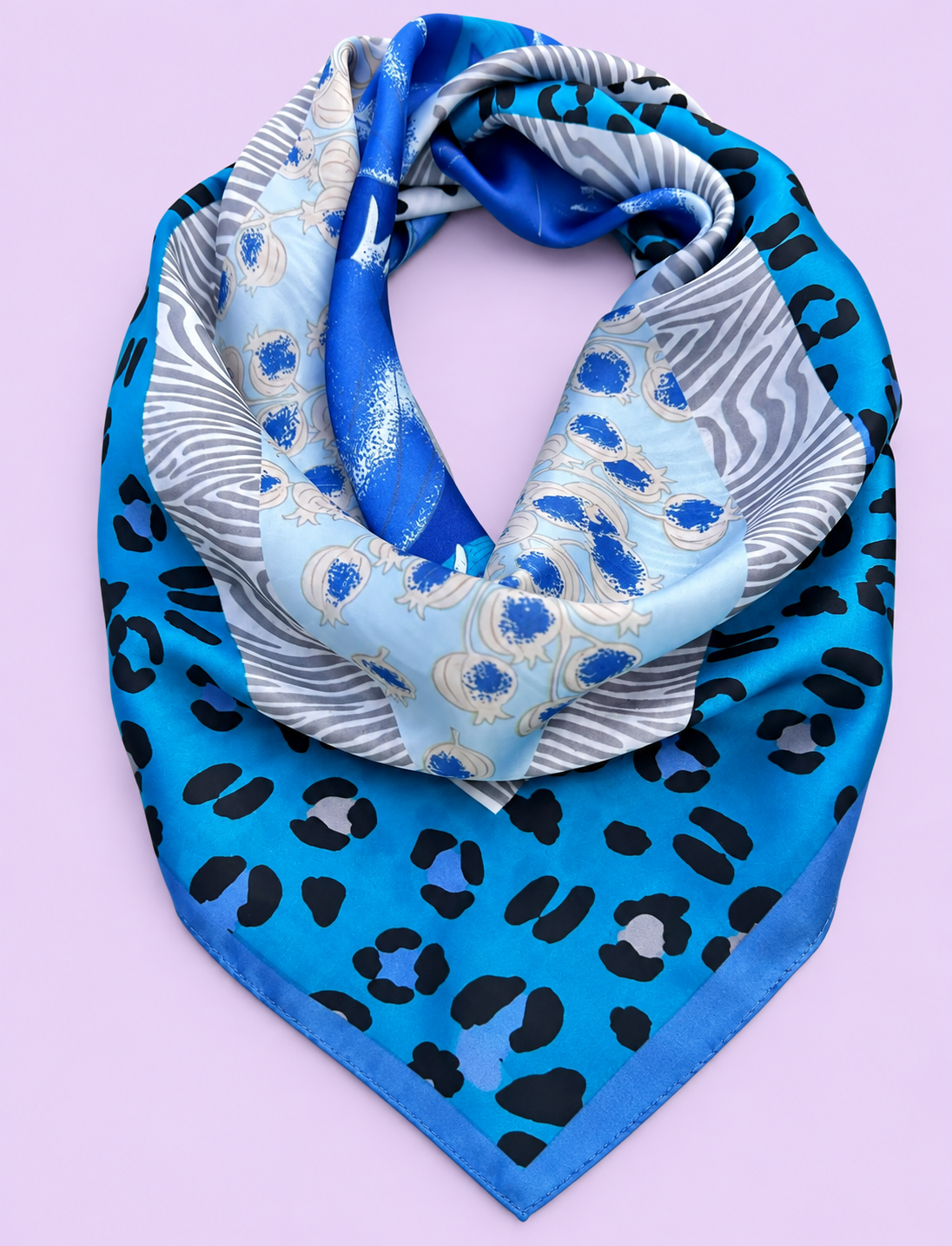 Pañuelo print rosado con gris