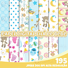 Kit Papel Digital Cha de Bebe 1