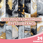 Kit Papel Digital Marmore Preto e Branco 1