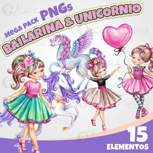 Kit Digital Bailarina e Unicornios 1