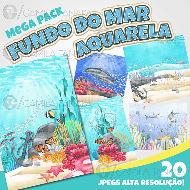 Kit Digital Fundo do Mar Aquarela 1