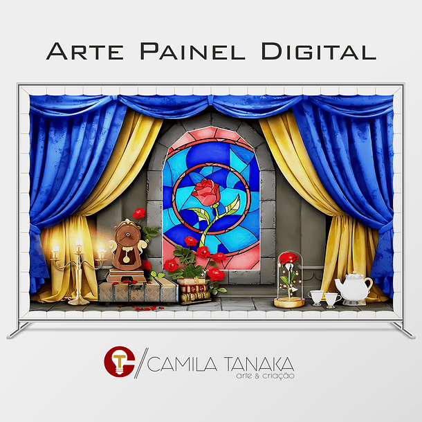 Arte Digital para Painel Fundo Bela e a Fera 1