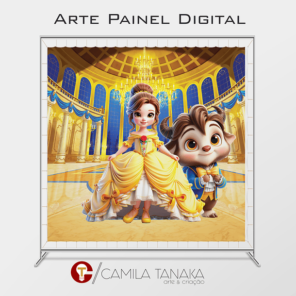 Arte Digital para Painel Fundo Bela e a Fera 1