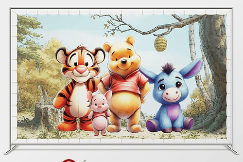 Arte Digital para Painel Ursinho pooh