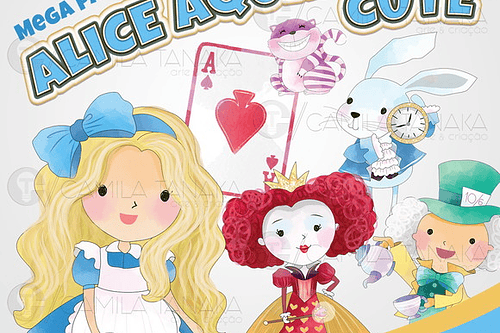 Kit Digital Alice Aquarela Cute 