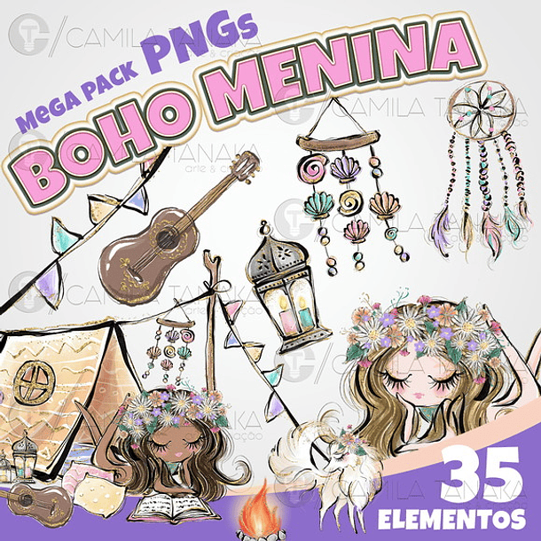 Kit Digital Boho Menina