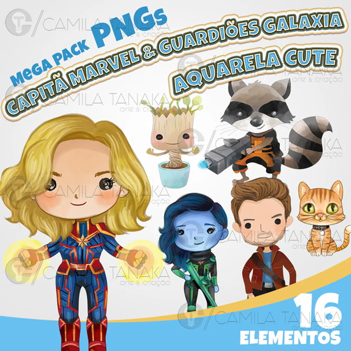 Kit Digital Capita Marvel e Guardioes da Galaxia | Camila Tanaka Kit ...
