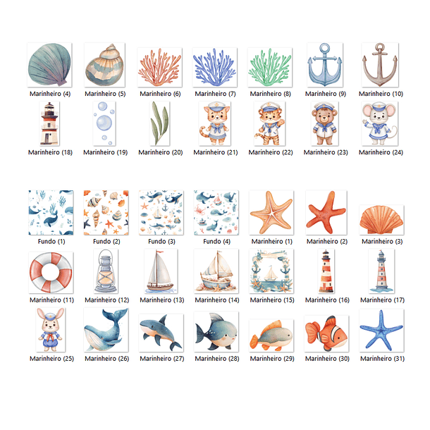 Kit Digital Bichinhos Marinheiros 1 2