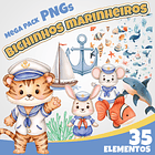 Kit Digital Bichinhos Marinheiros 1 1