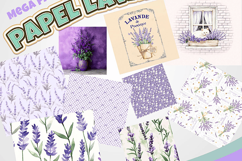 Kit Digital Papel Lavanda Alfazema