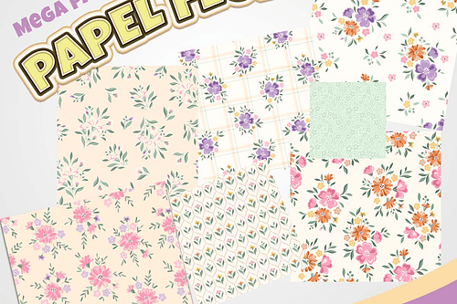 Kit Digital papel floral
