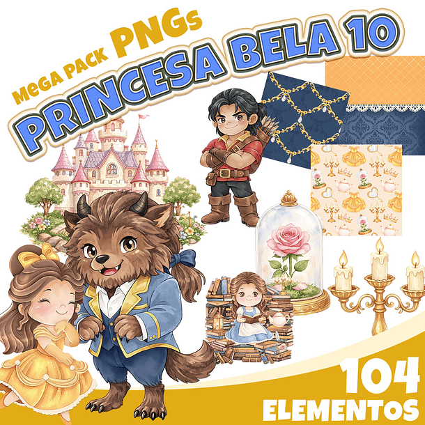 Kit Digital Princesa Bela 10 1
