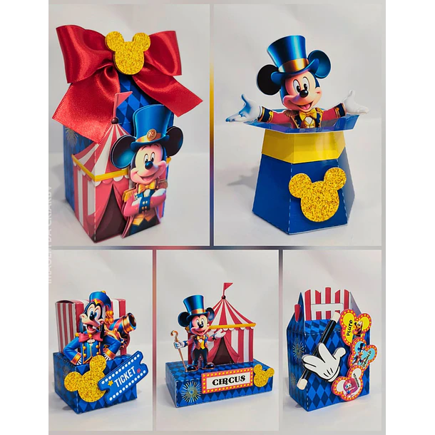 Combo Caixinhas Circo do Mickey - Arquivo de Corte