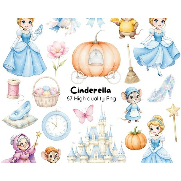 Kit Digital Princesas cinderela 14