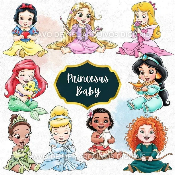 Kit Digital PRINCESAS DISNEY BABY AQUARELA 1