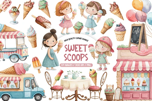 Kit Digital Sorveteria Sweet Scoops