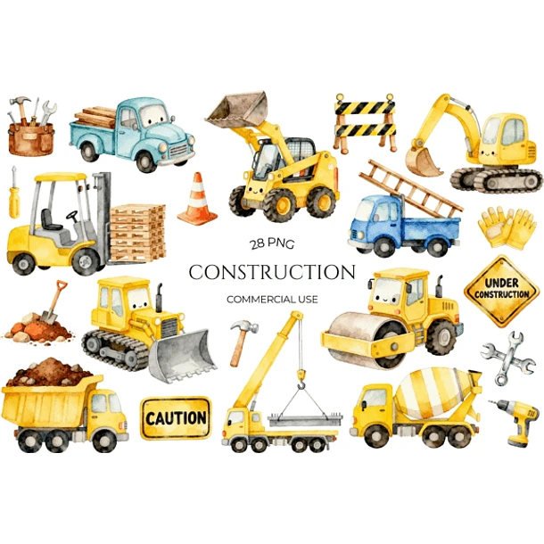 Kit Digital Carros de Construção 2