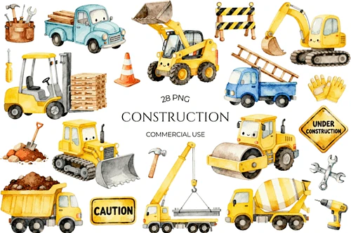 Kit Digital Carros de Construção 2
