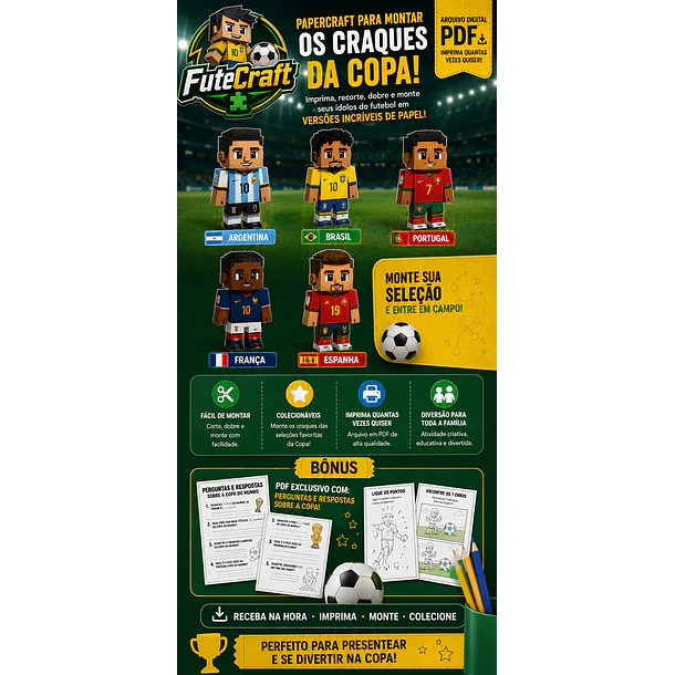 Arquivo de Corte Jogadores Seleção Copa de Papel