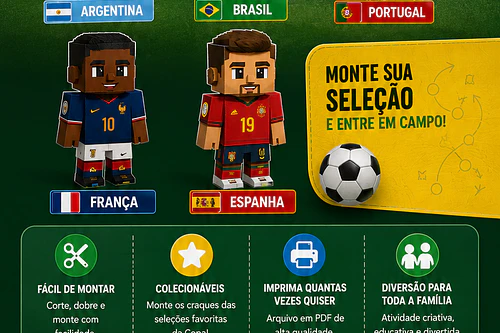 Arquivo de Corte Jogadores Seleção Copa de Papel