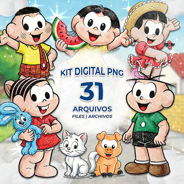 Kit Digital Turma da Monica Aquarela