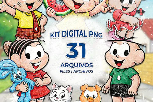 Kit Digital Turma da Monica Aquarela