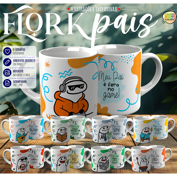 Combo Canecas Flork Dia dos Pais