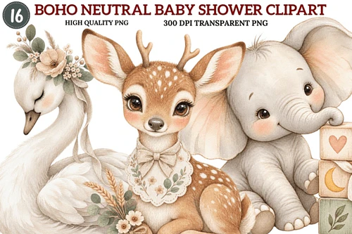Kit Digital Boho Neutral Baby