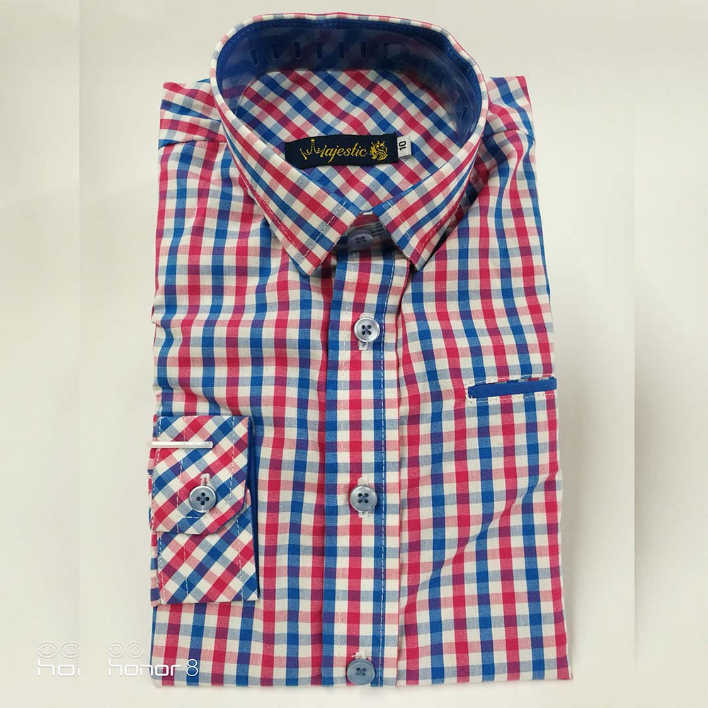 Camisa Slim Cuadros Roja - Azul                                                                                           Ref:23004