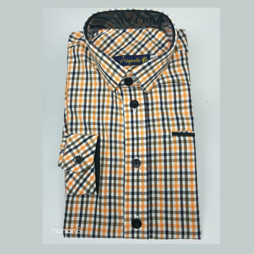 Camisa Slim Cuadros Amarilla                                                                       Ref:23001