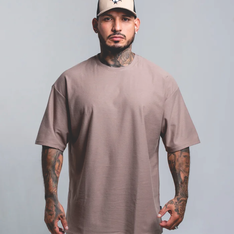 Camiseta premium OVERSIZE (ALTO GRAMAJE 270g) - Texturizada - arena 1