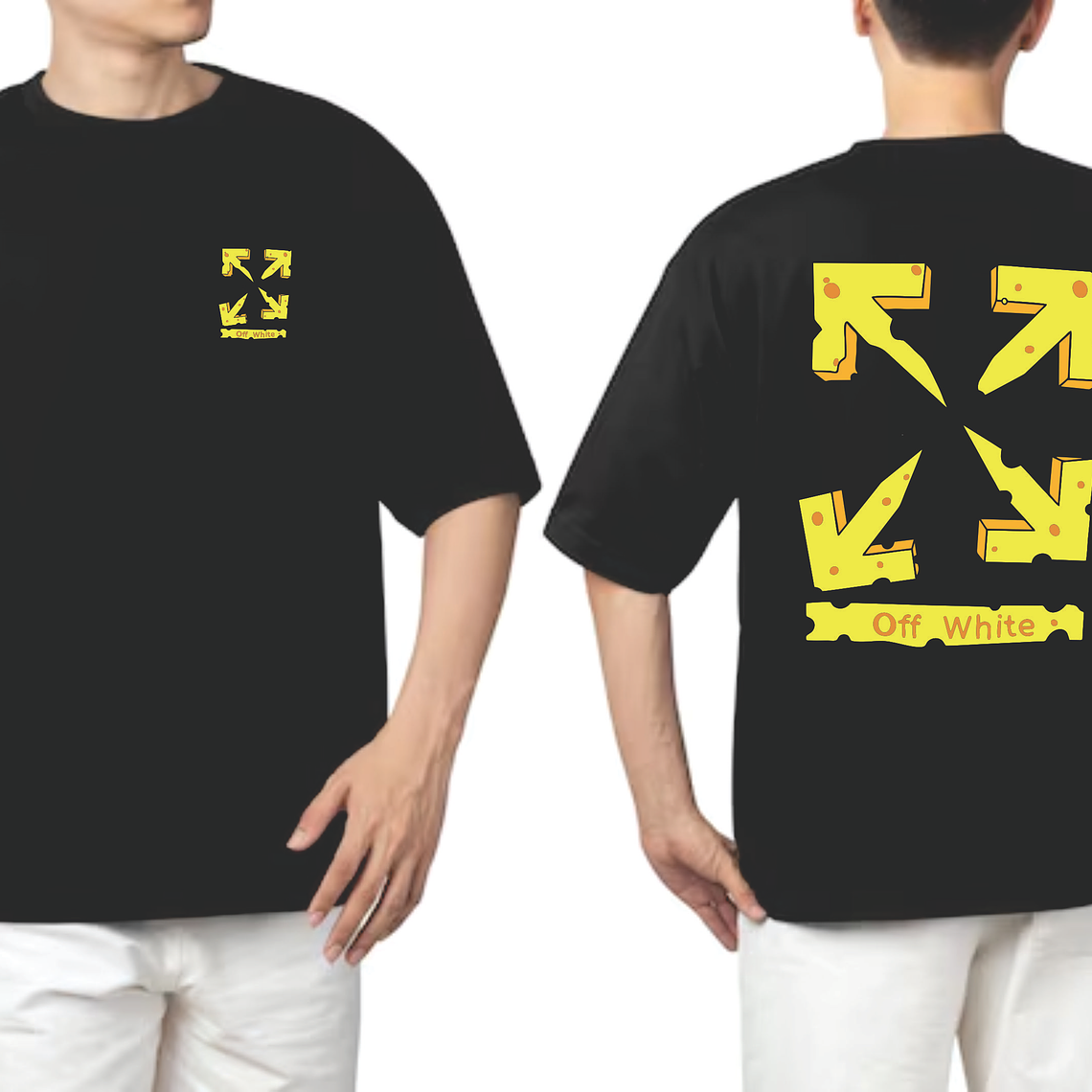 Camiseta premium OVERSIZE (ALTO GRAMAJE 270g) - OFF white - negra - Talla M 1