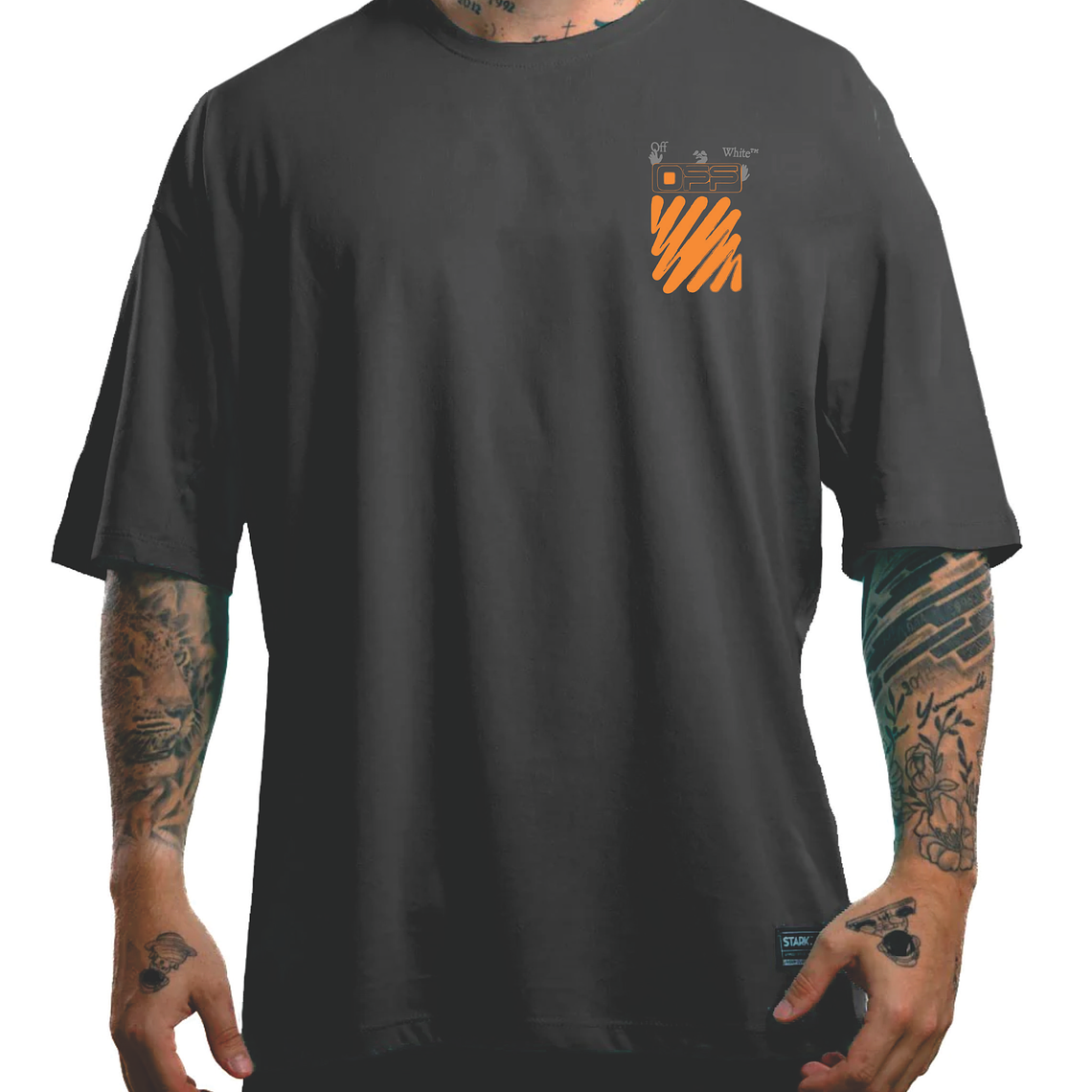 Camiseta Oversize 220g - Off white - gris oscuro - talla M 1