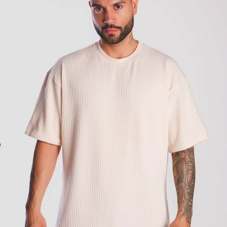 Camiseta premium OVERSIZE (ALTO GRAMAJE 270g) - texturizada - blanca - talla L 1
