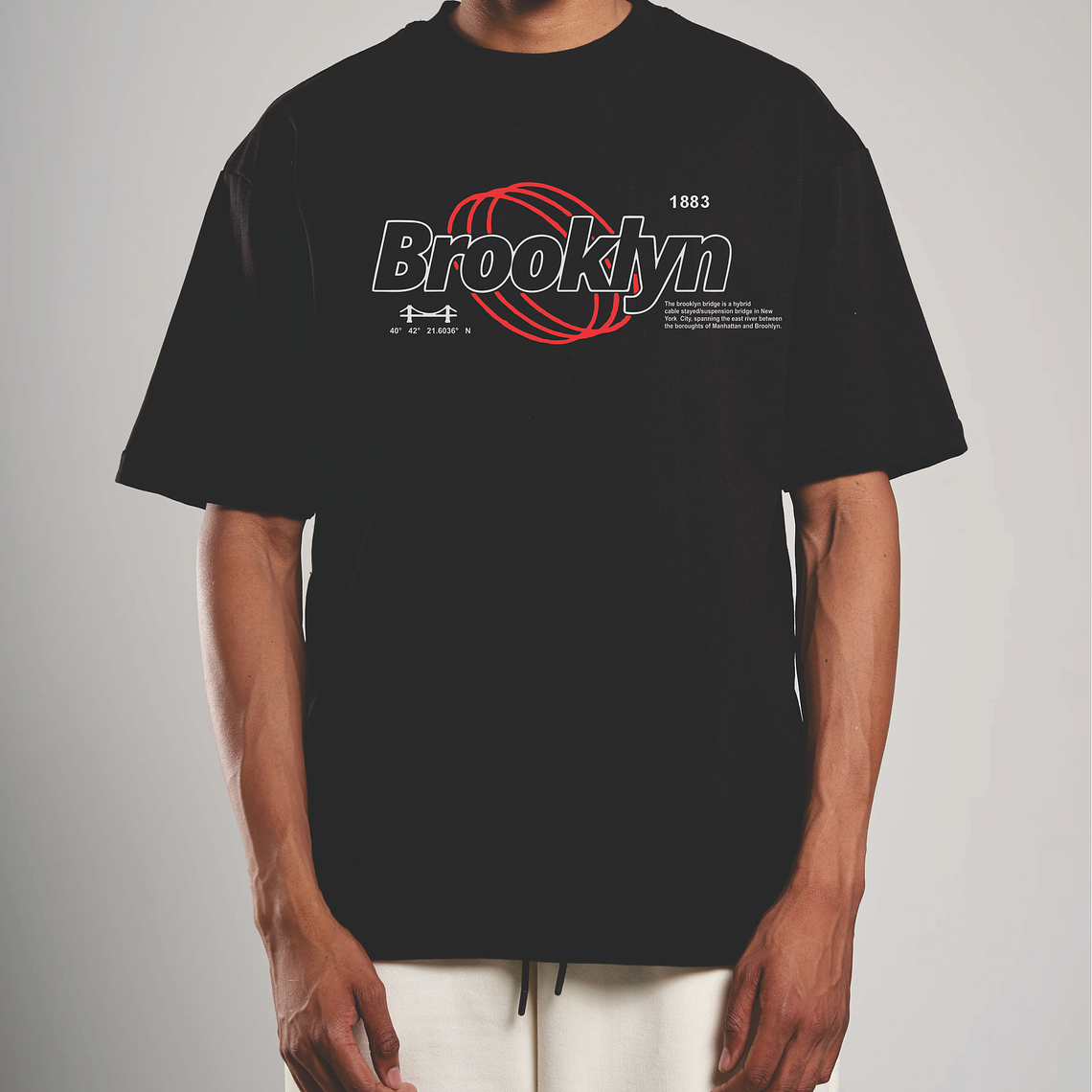Camiseta premium OVERSIZE (ALTO GRAMAJE 270g) - Brooklin - negra - talla L 1