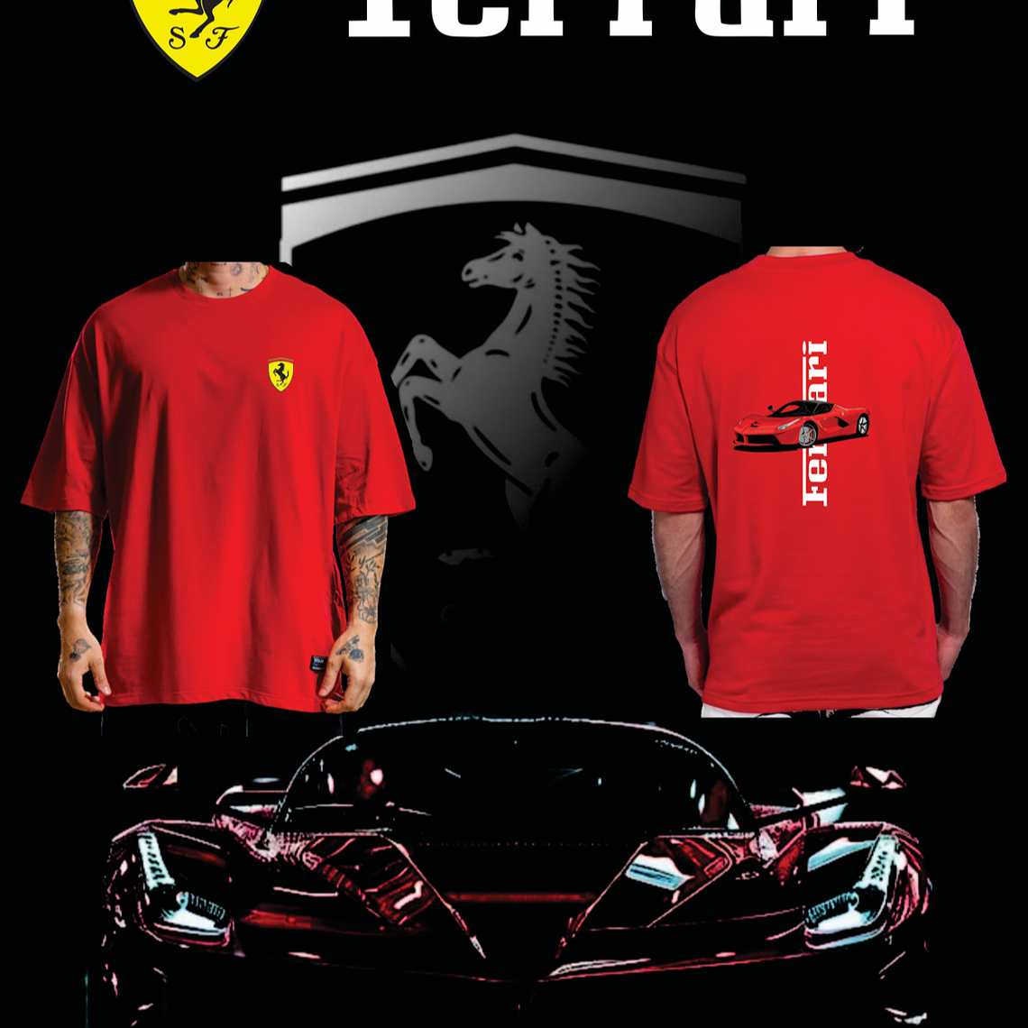 camiseta oversize alto gramaje - ferrari 1