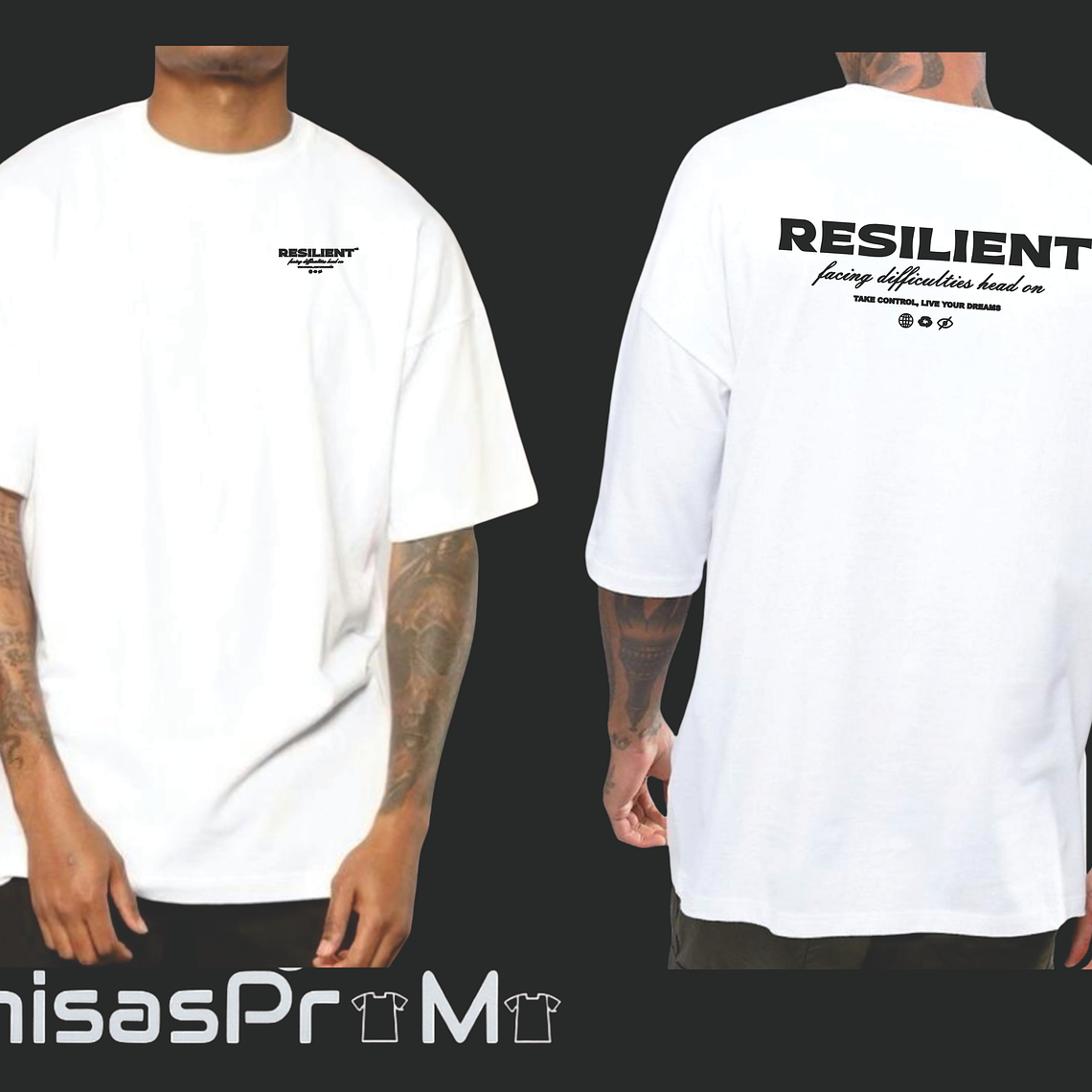 Camiseta premium OVERSIZE (ALTO GRAMAJE 270g) - Resilient - blanca 1