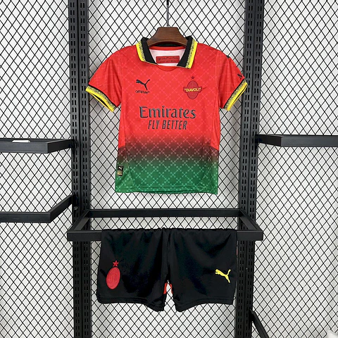 AC Milan - Kit de Criança Quarta Camisola Vermelha 24/25
