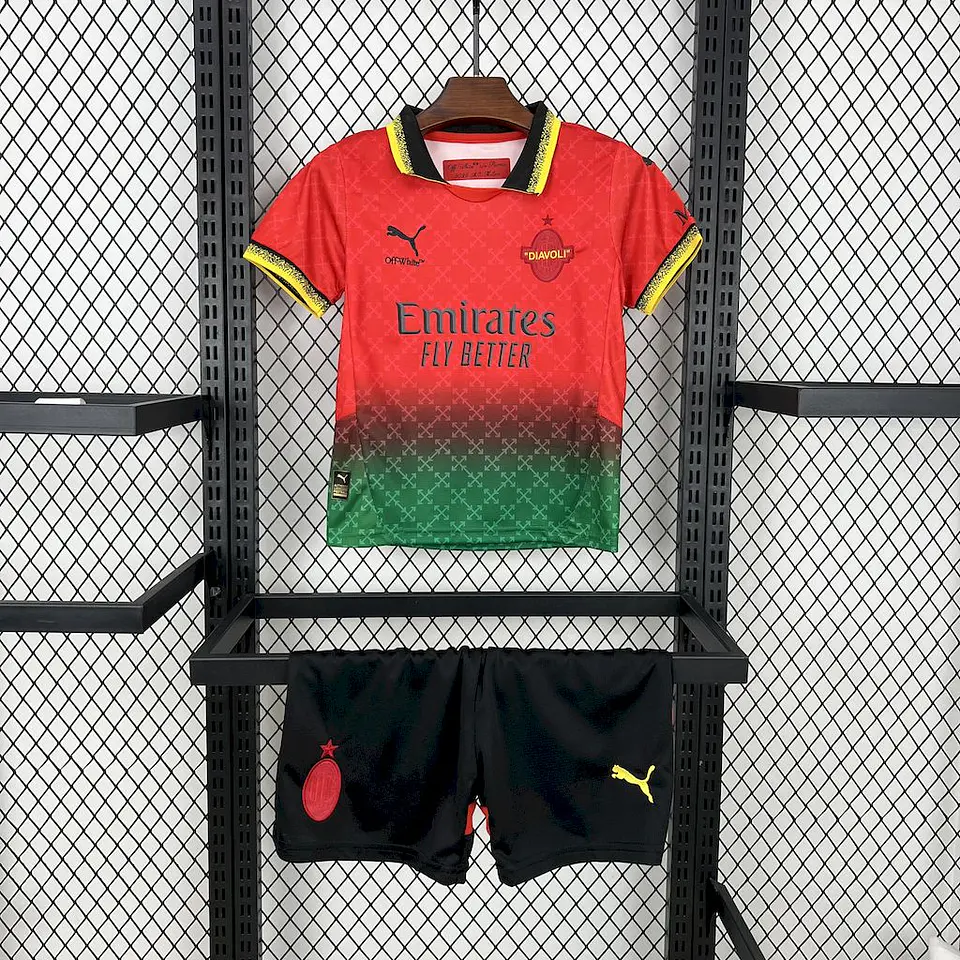 AC Milan - Kit de Criança Quarta Camisola Vermelha 24/25 1