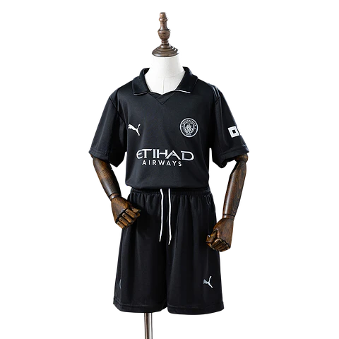 Manchester City - Kit Criança Secundário Preto 25/26